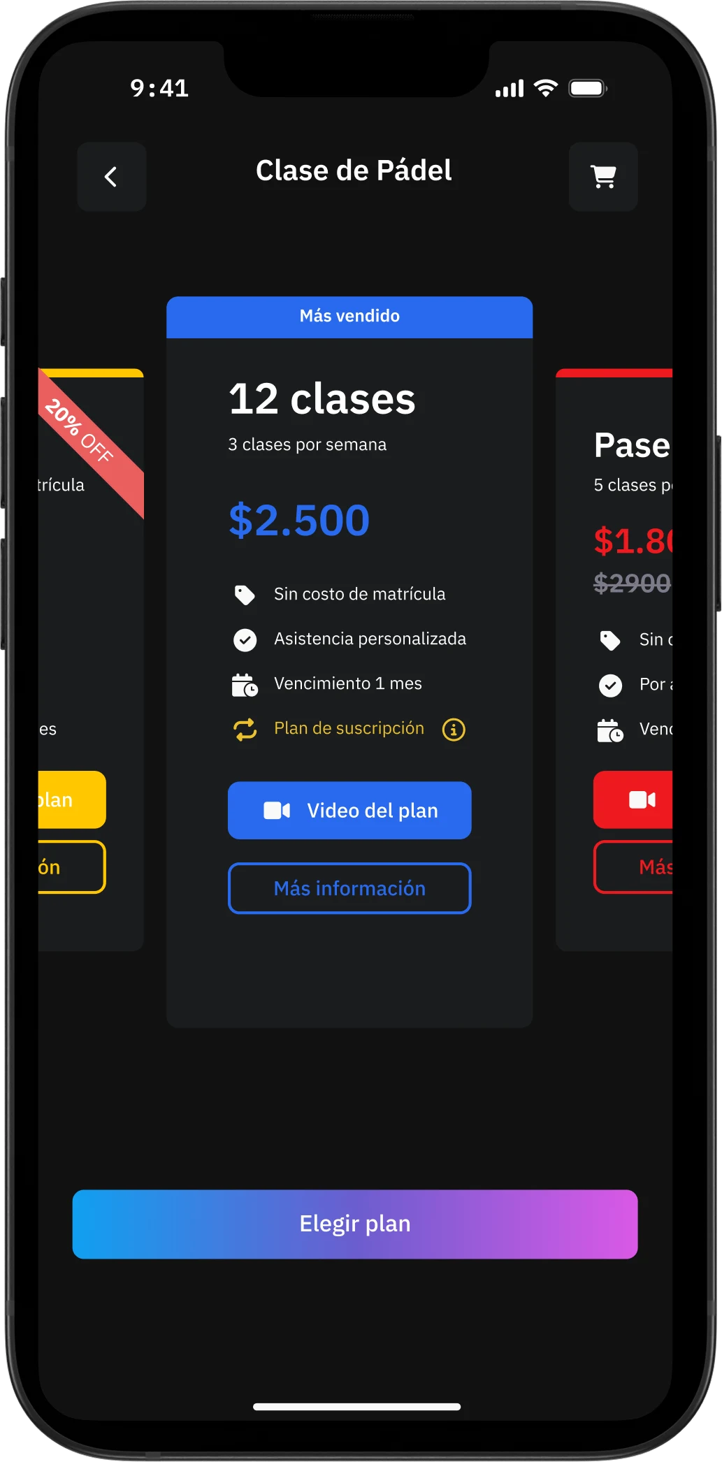 Sports class memberships