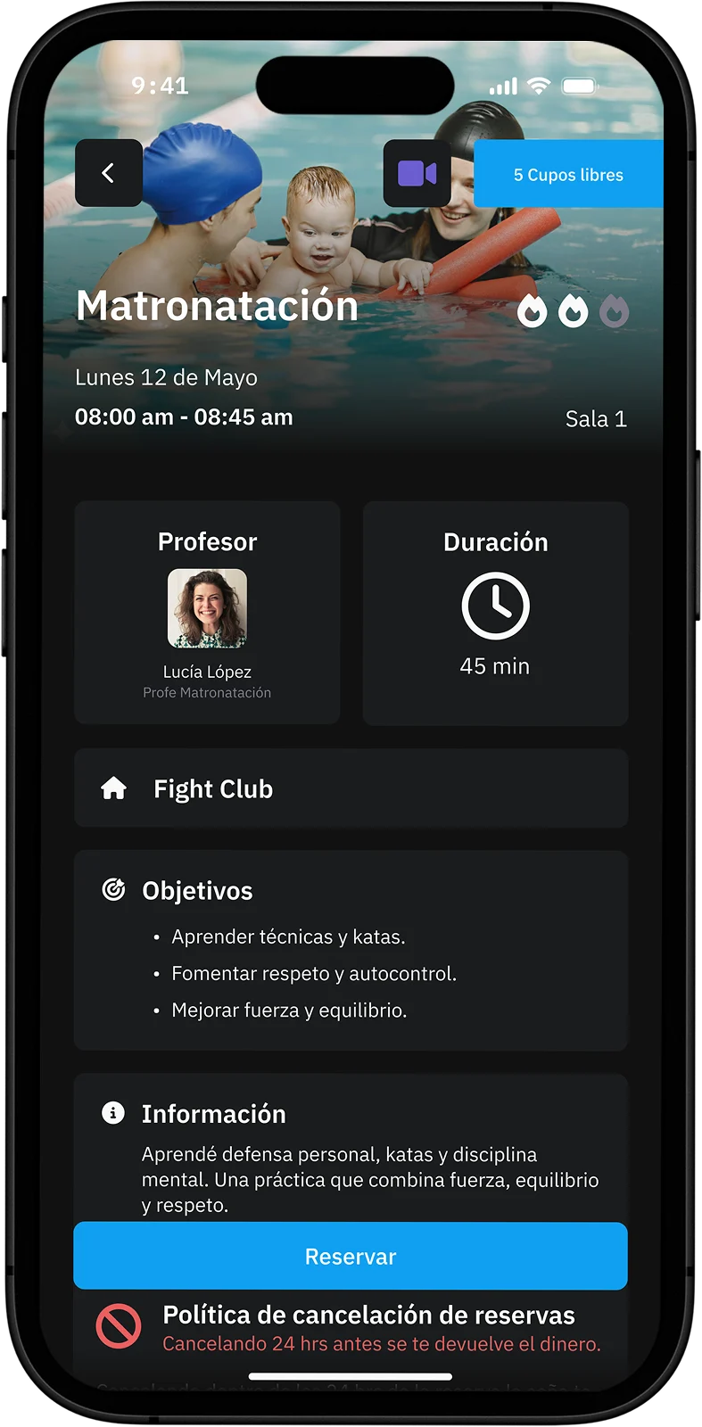 Inscreva-se facilmente em suas aulas favoritas. Pelo app você pode ver horários, vagas disponíveis e reservar seu lugar sem depender de ninguém.