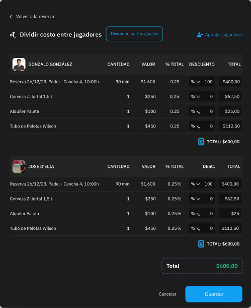 Split the cost between players